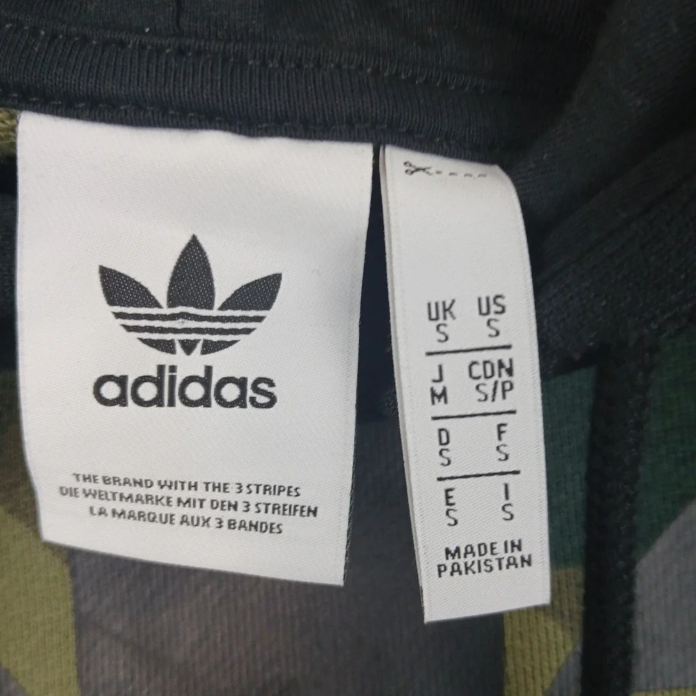 VTG Adidas Small Mens Sweater Hoodie Trefoil Camo 21x26